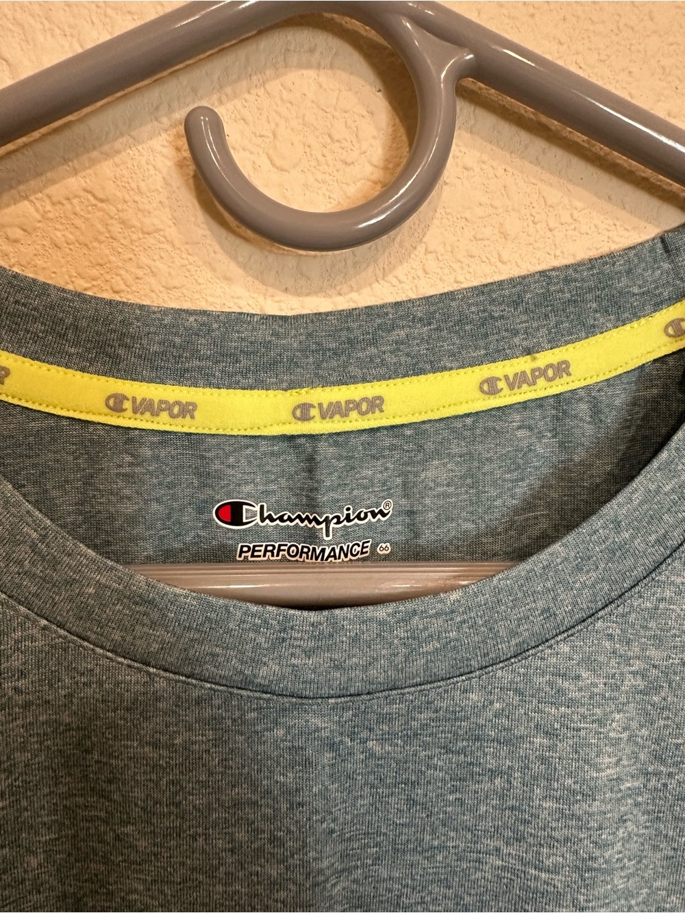 Women’s CHAMPION Exercise Crewneck Tees in Charcoal/Light Blue/Dusty Pink—M - Picture 11 of 16